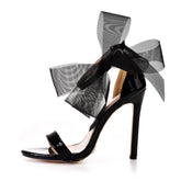 LBSFY  -   Women Open Toe Ankle Strap Stiletto High Heels Bow Dress Sandals Elegant Wedding Party Shoes Pumps